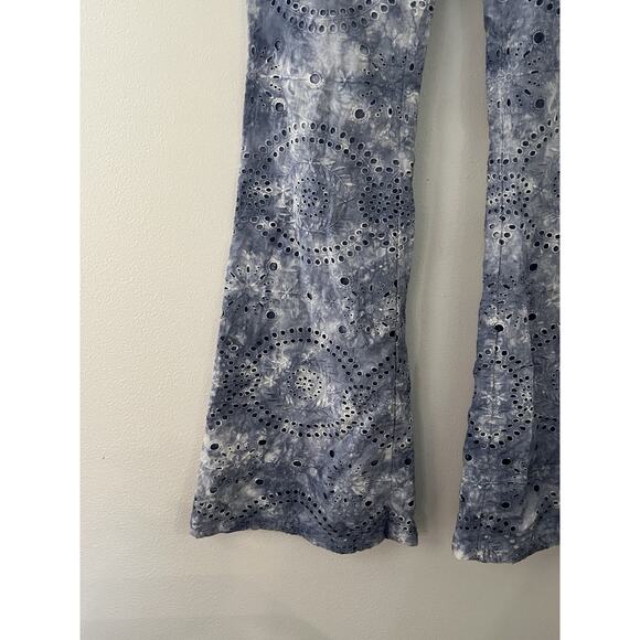 Jen’s Pirate Booty Gatsby Kesey Trousers Tie Dye Blue Eyelet Lace wide leg pants - Picture 6 of 8